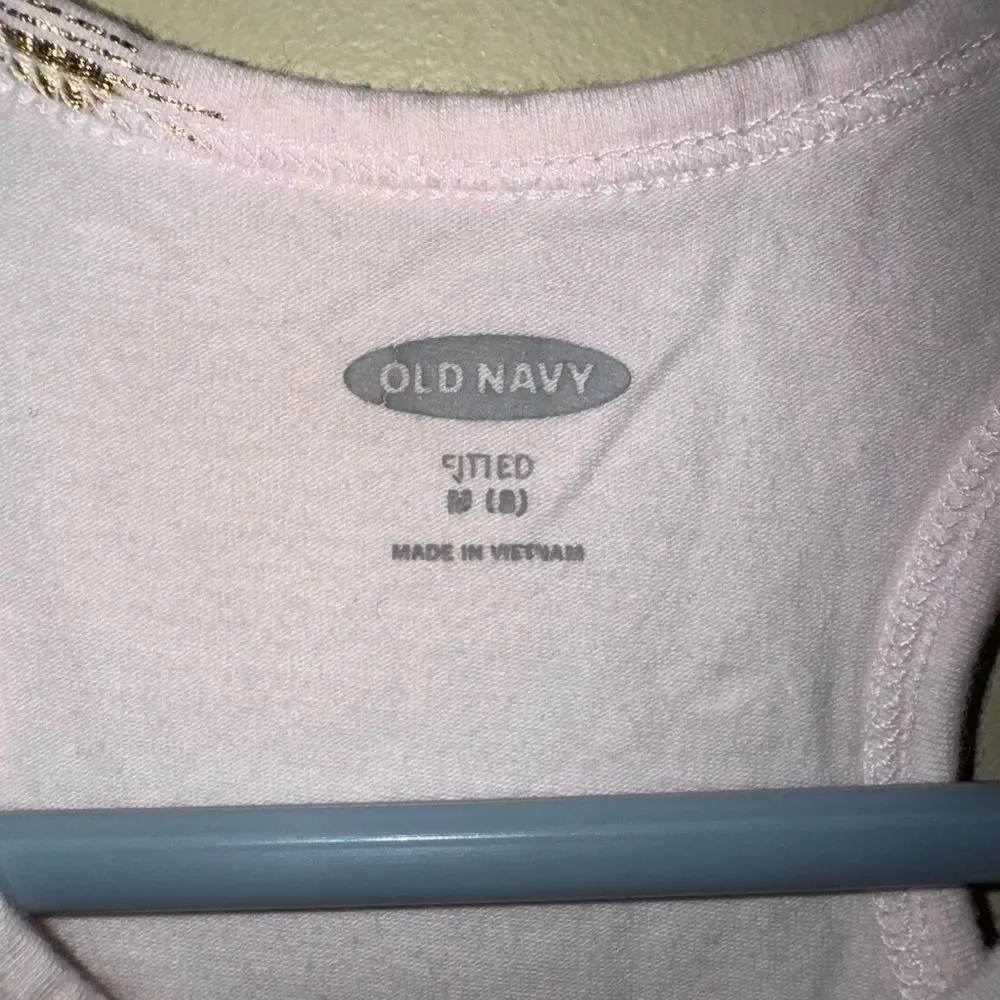 Old Navy size medium Light Pink racerback Tank Top with Gold Sunburst Pattern